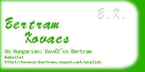 bertram kovacs business card